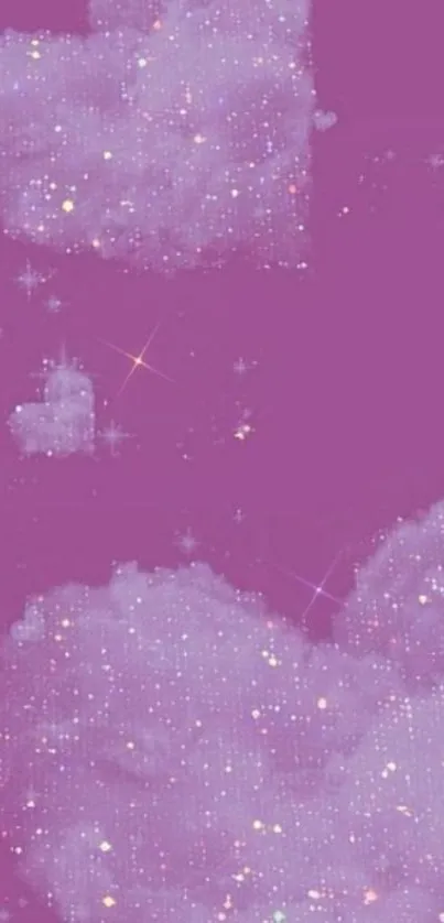 Dreamy purple clouds with sparkling stars.