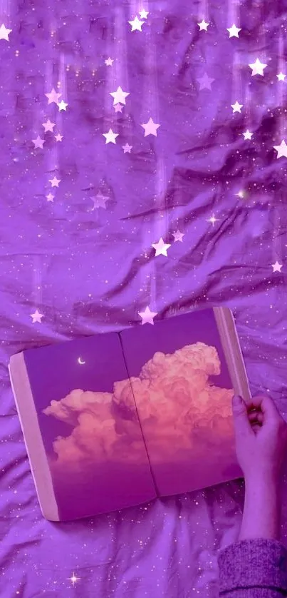 Dreamy purple wallpaper with clouds and celestial themes, perfect for mobile screens.