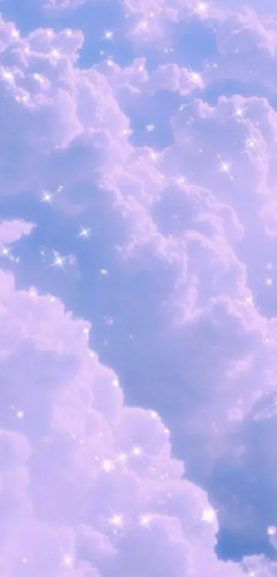 Dreamy purple cloud wallpaper with sparkles.