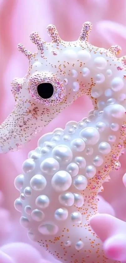 Fantasy seahorse in vibrant pink hues.