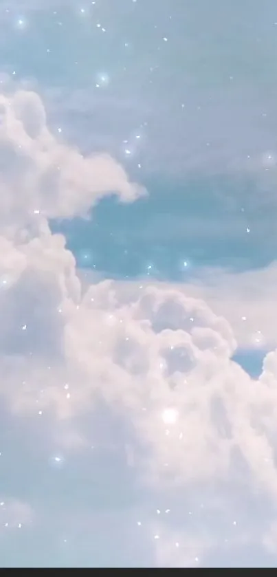 Dreamy sky wallpaper with clouds and stars, perfect for mobile background.