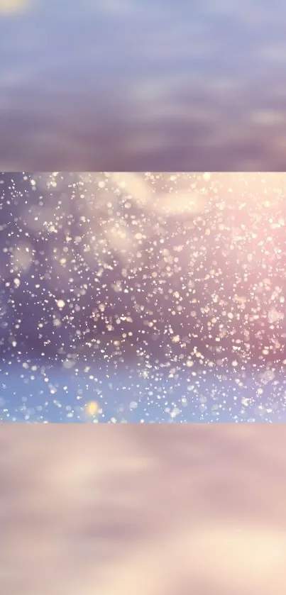 Dreamy mobile wallpaper with pastel snowfall design.