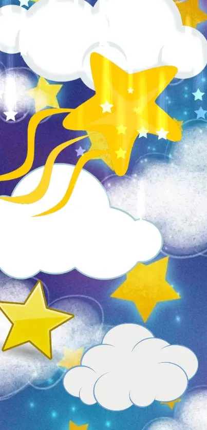 Vibrant star and cloud wallpaper design for mobile.