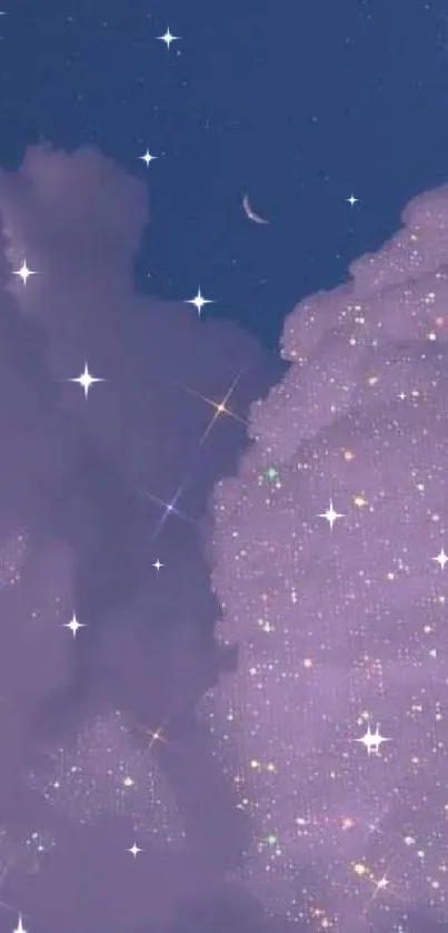 Dreamy wallpaper with stars and pastel clouds, perfect for phone backgrounds.