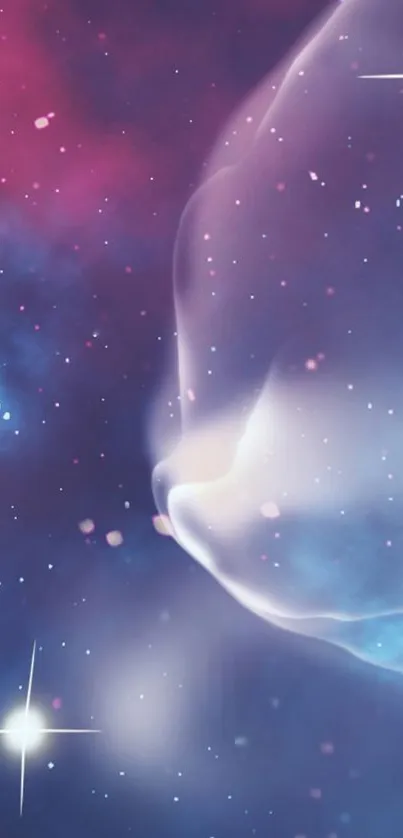 Dreamy cosmic cloudscape with vibrant colors in a galaxy theme.