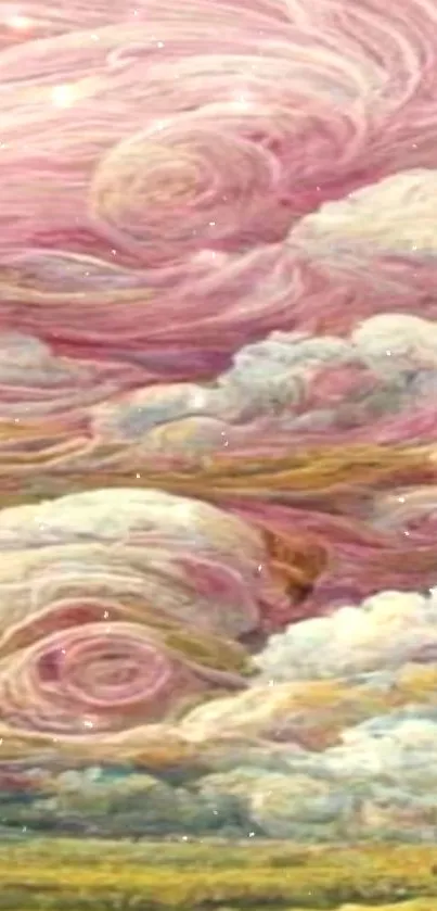 Pastel swirling clouds create a dreamy wallpaper.