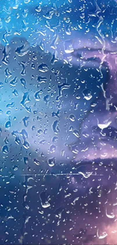 Dreamy blue and purple water droplets wallpaper.