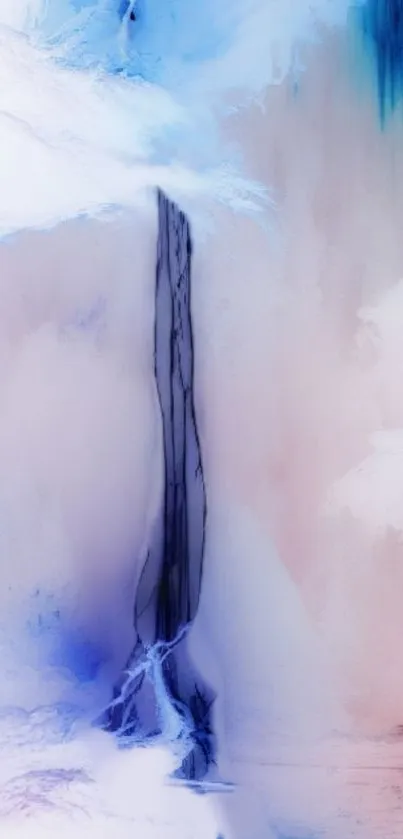 Dreamy abstract waterfall in soft pastel tones.