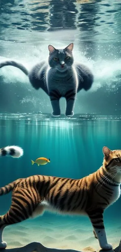 Cat explores the underwater world in stunning artwork.