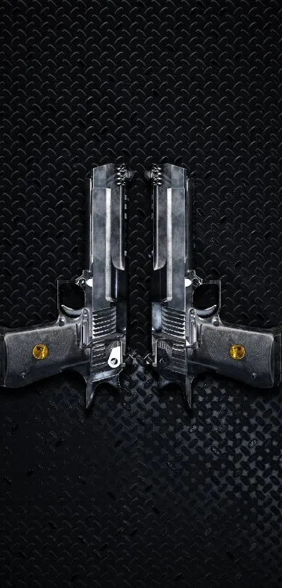 Dual pistols on a dark textured background wallpaper.