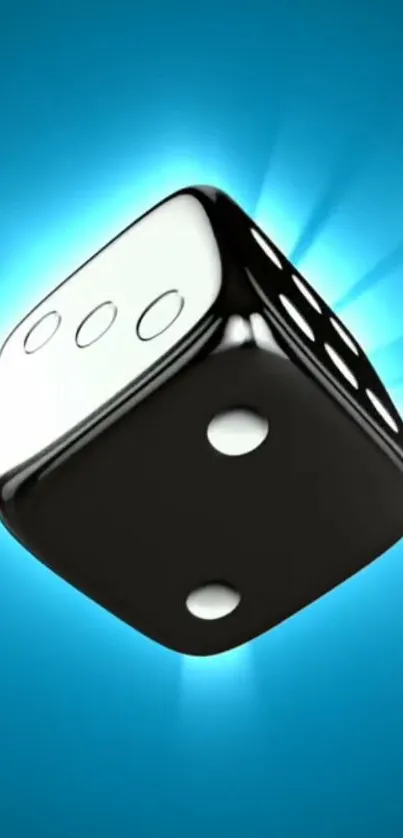 3D dice with blue glow on mobile wallpaper, dynamic and vivid.