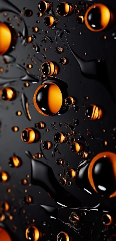 Abstract wallpaper with orange and black droplets.