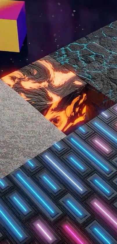 Colorful geometric wallpaper with abstract patterns.