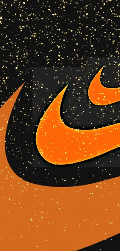 Abstract orange design with dynamic curves on black background.