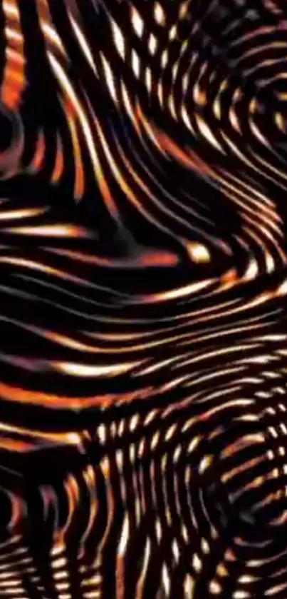 Flowing abstract copper and black pattern wallpaper.