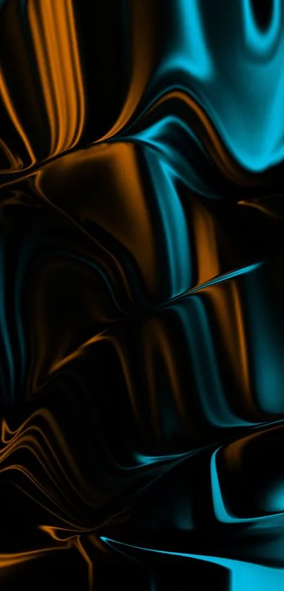 Abstract mobile wallpaper with blue and amber swirls.