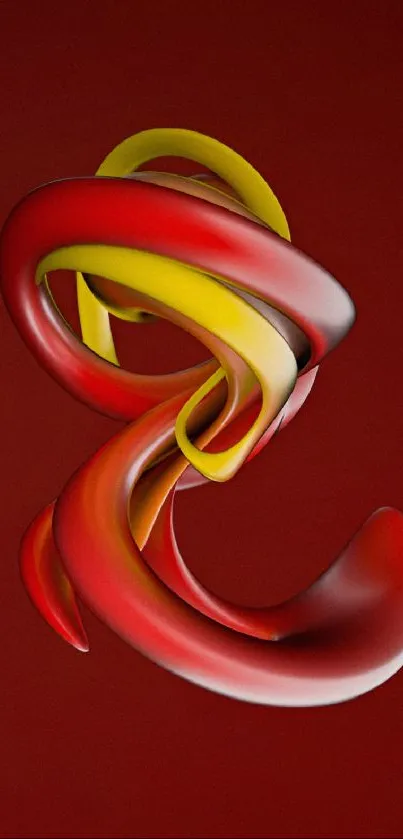 Abstract red and yellow 3D wallpaper design.