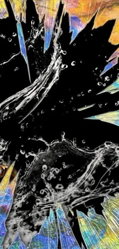 Dynamic abstract splash art with vibrant colors and intricate water design.