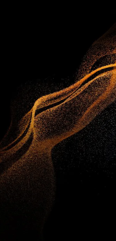 Vibrant abstract waves in orange and blue on dark background wallpaper.