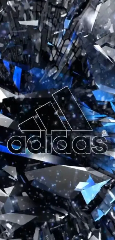 Adidas wallpaper with blue and silver abstract shards