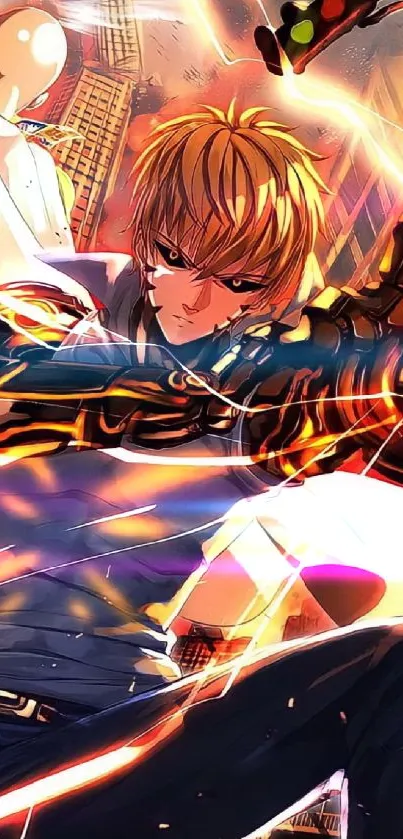 Dynamic anime action scene with vibrant colors and energy.