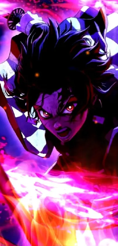 Dynamic anime character with vibrant neon effects.