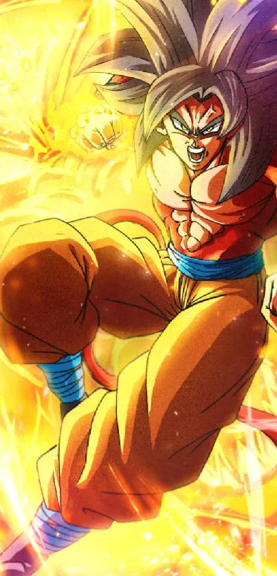 Dynamic anime character in action with vibrant orange hues.