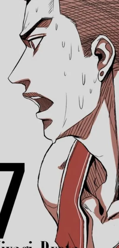 Anime athlete with number seven and intense expression as mobile wallpaper.