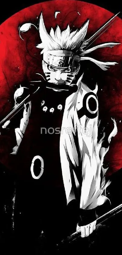 Anime character in dramatic red and black design.