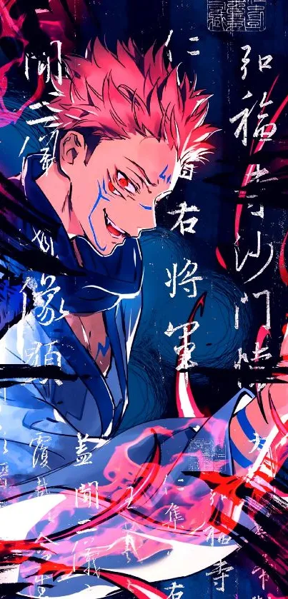 Anime character with vivid colors and dynamic style for mobile wallpaper.