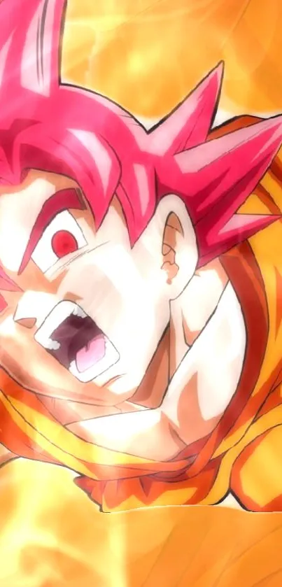 Anime hero with red hair in action pose, fiery orange hues.