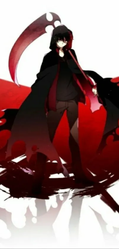 Anime wallpaper with a red-scythed character.