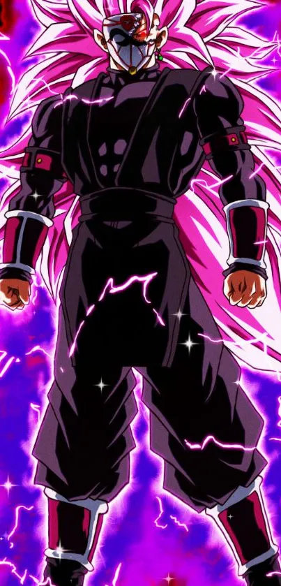 Vibrant anime character with electrifying pink aura.