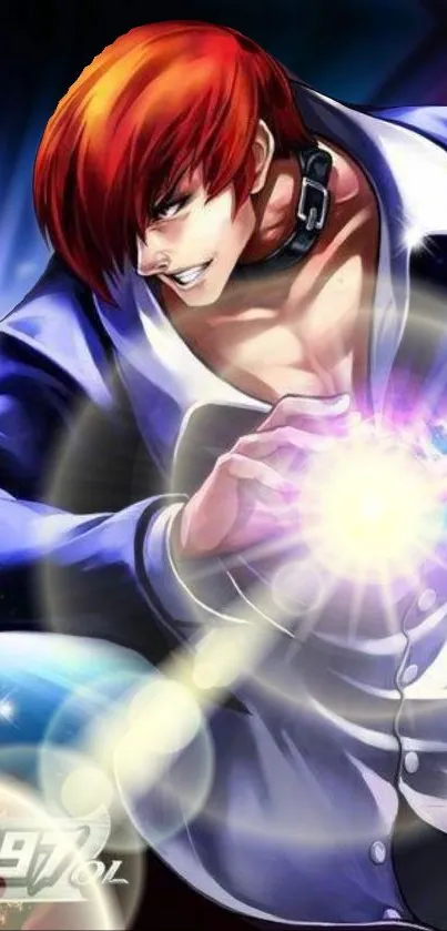 Anime character with dynamic energy aura and vibrant colors.