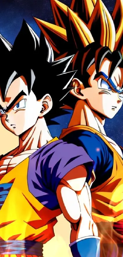 Dynamic anime duo with vibrant colors.