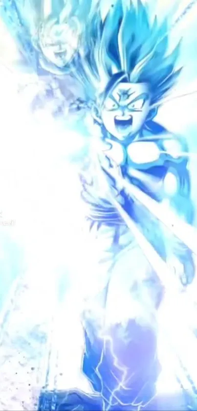 Anime character with powerful blue energy burst