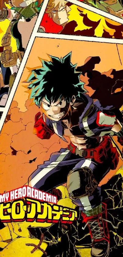 Action-packed anime hero wallpaper from My Hero Academia in vibrant colors.