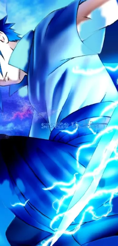 Anime character with blue lightning