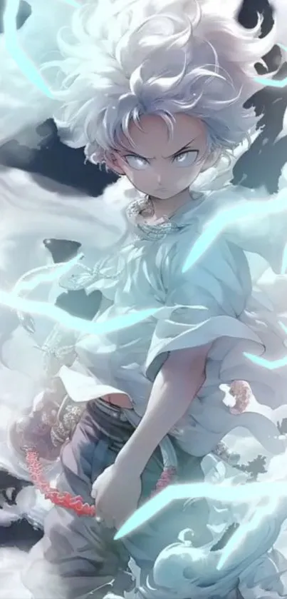 Anime character with lightning and dynamic energy