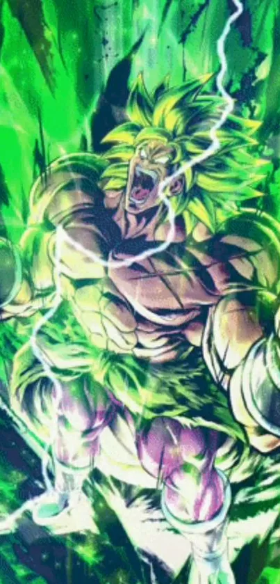 Vivid anime character with green lightning aura.