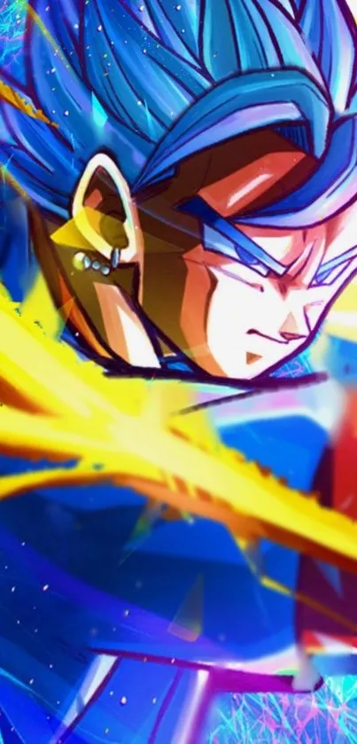 Dynamic anime character with vibrant energy and bold colors in a striking pose.