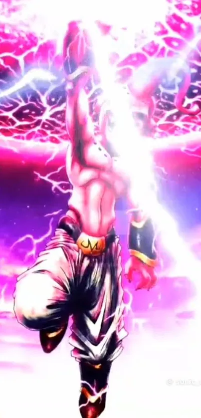 Anime character wielding energy in dynamic wallpaper.