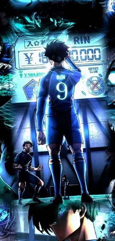 Anime soccer scene with dynamic action and vibrant characters.