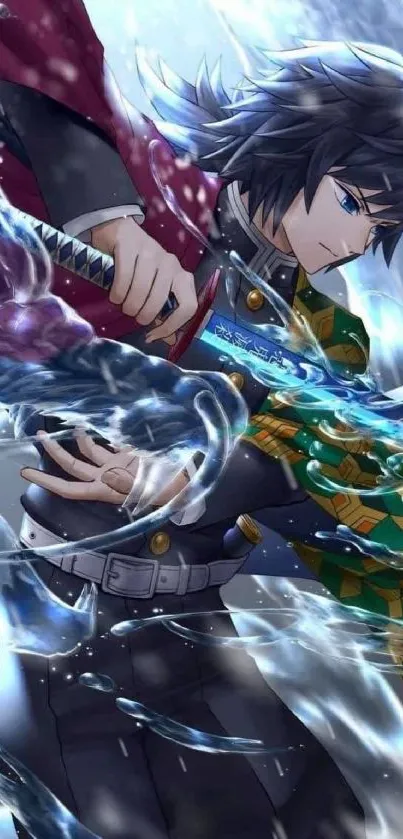 Dynamic anime wallpaper featuring sword clash.