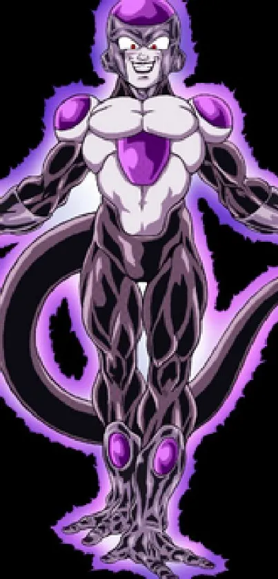 Anime villain with purple and black attire, dynamic and powerful design.