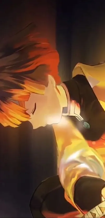 Anime character with vibrant orange glow.