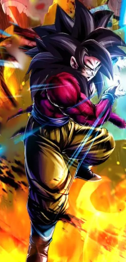 Anime warrior in action with bright energy and vibrant colors.