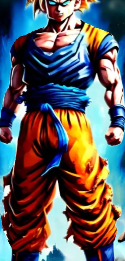 Dynamic anime warrior in vibrant colors.