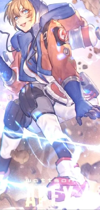 Energetic Apex Legends character with electrifying effects on mobile wallpaper.