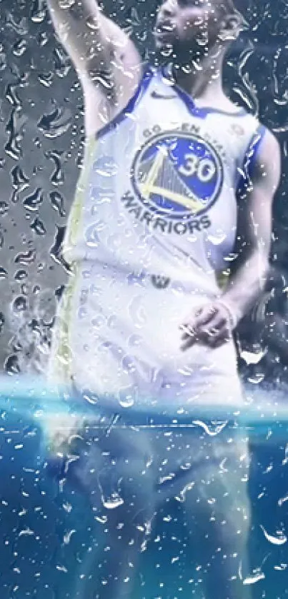 Basketball player in underwater effect, showcasing agility and dynamic design.